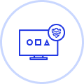 An icon of a monitor with interface elements and a Samsung Knox shield.